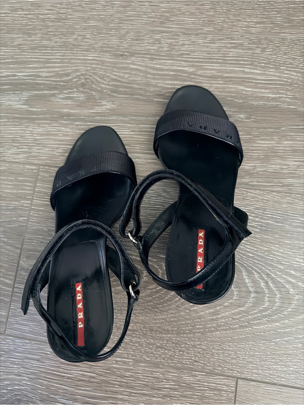 Prada Black Strappy Ankle-Wrap Sandals